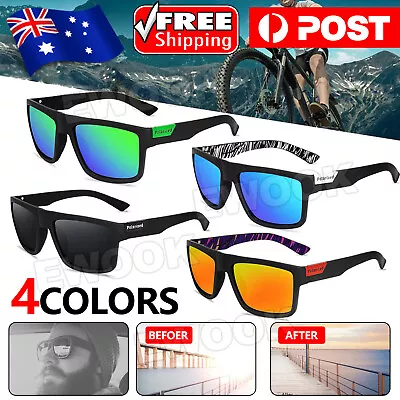 $9.85 • Buy Polarized Mens Sunglasses Polarised Square Frame Sports Driving Glasses Men