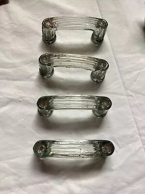 LOT Of 4 Vintage Clear Glass Kitchen Cabinet Drawer Pulls • $34.99