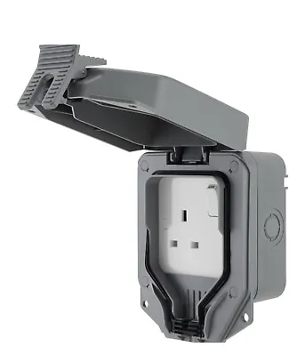 LAP 13A Grey 1 Gang Outdoor Weatherproof Switched Socket • £15.99