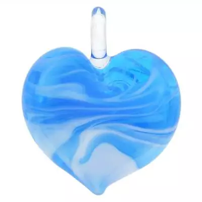 GlassOfVenice Murano Glass Venetian Marble Heart Pendant - Aquamarine • $34.95