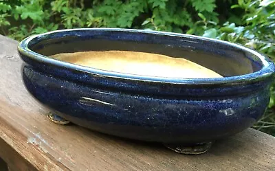 Vintage Hand Made Oval Blue Glazed Bonsai Pot Planter • $15