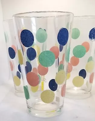 Vintage Fiesta Pastel Polka Dot Tumblers Drinking Glasses Set Of 3 • $25