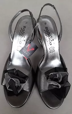 Zodiaco Open Toe High Heels Shoes Size 4 37 Y2K BNWT NEW Pewter Silver Leather • £9.99