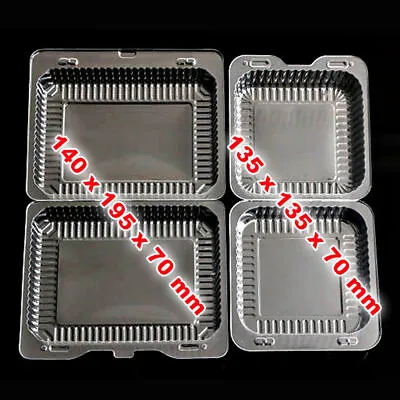Plastic Disposable Clear Box For Food Cake Muffin Pastry Salad (5-300 Pcs) • £7.25
