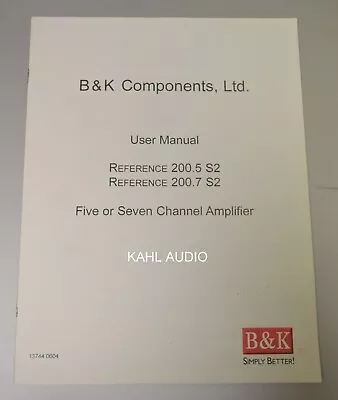 B&K Reference 200.5 S2/200.7 S2 Manual. $5 Only! • $5