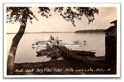Onamia Mn Minnesota Rppc Postcard Lake Mille Lacs Bay View Hotel Boat Dock • $9.99