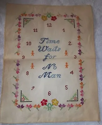 £9.99 • Buy Time Waits For No Man Sampler Finished Cross Stitch