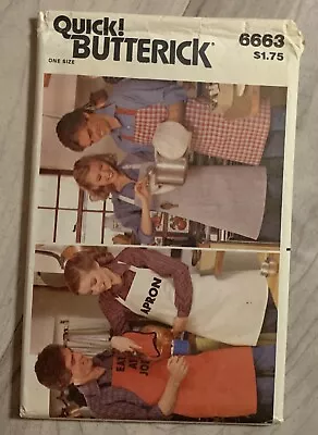 Unisex Apron Mitt Potholder Pattern Butterick 6663 UNCUT Vintage C1980s • $4.99