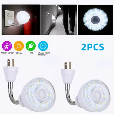 2PCS Night LED Motion-Activated Sensor Light AC Outlet Plug-In Wall Stair Lamp • $10.50