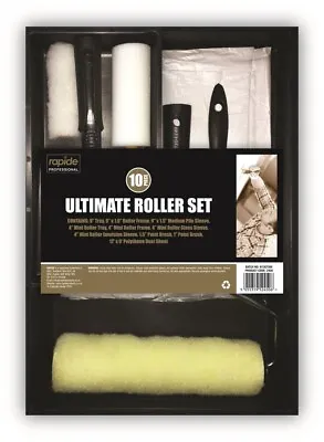 9” 10pc Paint Roller Set Rollers Tray Soft Sleeves Decorating Painting Brush Kit • £10.99