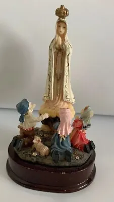 Vintage Portugal OUR LADY Of FATIMA & 3 Shepherd Children Statue Resin Figurine • $59