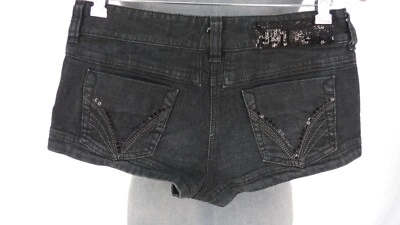 £5.99 • Buy River Island Denim Shorts Black Boutique Couture Sequin Embellished Hot Pants 12
