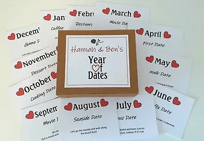 £10.99 • Buy Personalised Date Night Cards Year Of Dates 1st Wedding Anniversary Paper Gift