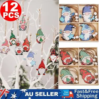 12Pcs Christmas Xmas Tree Ornament Decor Party Hanging Wooden Craft Pendant Gift • $12.63