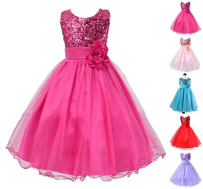 StylesILove Lovely Sequin Little Girl Flower Dress 5 Colors 2T-8 • $13.99