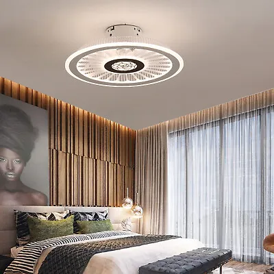 Modern LED Chandelier Bladeless Ceiling Fan With Lights Circular Dimmable  • $53.20