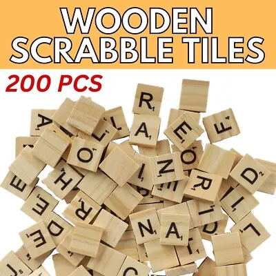 $8.99 • Buy 200 Wooden Scrabble Tiles Game Colors Learning Alphabets Letters Arts Set Crafts