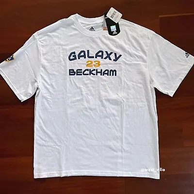 David Beckham LA Galaxy #23 Adidas Mens Cotton T Shirt White Soccer MLS XL • $24.95