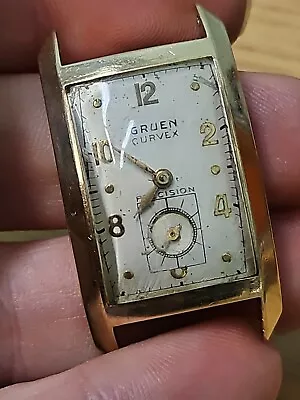 Vtg Men's Gruen Curvex 10K Gold Filled Watch For Parts Or Repair No Crown Stem • $19.99