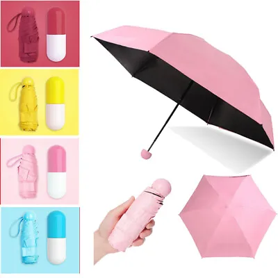 Mini Compact Umbrella Travel Sun Rain UV Protection Folding With Case Women Kids • $11.91