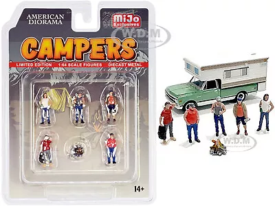  Campers  6 Pc Diecast Figurines & Accessory Set 1/64 By American Diorama 76489 • $11.99