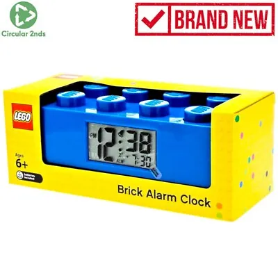 $79 • Buy LEGO Brick Alarm Clock Kids Light Up Digital Display Blue Block LCD Desk Decor