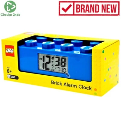 $79 • Buy LEGO Brick Alarm Clock Kids Light Up Digital Display Blue Block LCD Desk Decor