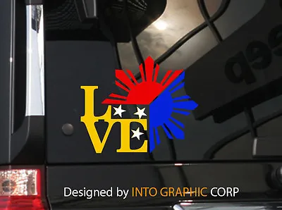 $5.25 • Buy Filipino Vinyl Car Decal Sticker  4.75  (w) Unique I Love Philippine Flag Design