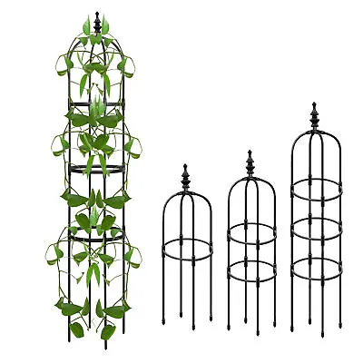 Outdoor Garden Metal Obelisk Climbing Plant Support Frame Trellis For Plants • £15.89