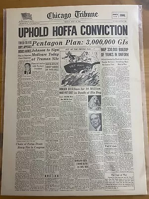 Vintage Newspaper Headline~jimmy Hoffa Conviction Upheld 1965 Teamsters Union • $14.49