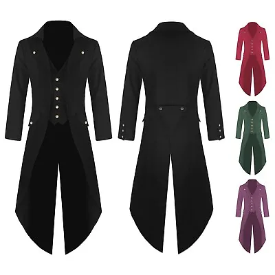Men's Coat Tailcoat Jacket Gothic Frock Coat Uniform Costume Praty Outwear  • $26.34