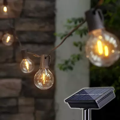 Solar Outdoor String Lights 15FT G50 Patio Lights String Waterproof With 10 War • $32.64