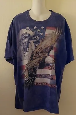 MENS Vtg American Flag With Indian Flying Eagle Freedom And Rights T Shirt XL • $15.99