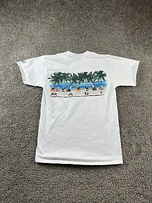 VINTAGE Hard Rock Cafe Shirt Mens Medium White Blue Maui Hawaii FLAW 90s • $12.59