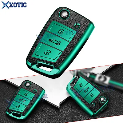 Green Soft TPU Leather Smart Key Fob Case Holder For VW Golf MK7 GTI Jetta 2015+ • $13.98