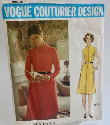 Vogue Couturier Design Pattern 2620 Jo Mattli 14/36 1970's Vintage CUT • $14.99