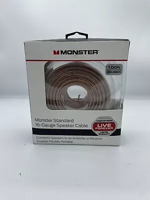 Monster Standard 16 AWG Gauge Speaker Cable 100ft 30.5 Meters Brand New In A Box • $9.99