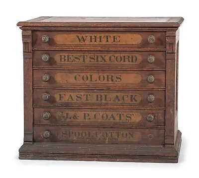 J & P Coats Six Drawer Oak Advertising Spool Cabinet • $1560