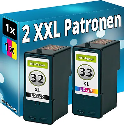 Set 2x Printer Cartridge For Lexmark 32+33 XL P6250 P910 P915 P4310 P4330 P4350 • £24.50