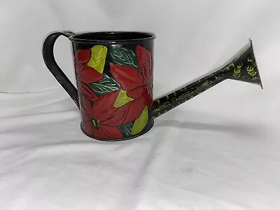 Decorative Metal Garden Watering Can Spout Red Flowers Floral Hosley Sculptures • £14.47