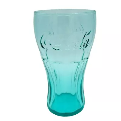 Aqua Glass Vintage Coca Cola Drinking Cup 6 Inch Tumbler Blue Green Collectible • $19.99