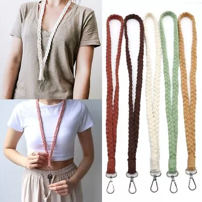 Gift Teacher Macrame Woven Lanyard ID Badge Valentine's Day Gift Keychain • $15