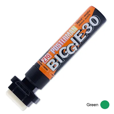 Zig Posterman Wet Wipe Biggie 30 Marker - Super Broad - Green (Pack Of 3) • £17.24