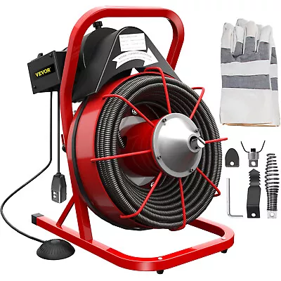 VEVOR 370W Drain Cleaner 75ftx1/2in Solid-Core Drain Cleaning Cable W/ Cutters • $271.59