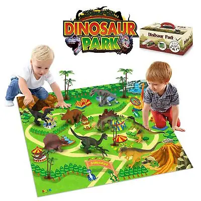 £9.99 • Buy SOKA Dinosaur Jurassic Toy Figure Set With Activity Play Mat & Trees For Kids