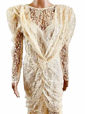 Vintage 70’s Ala Carte Made In California Cream Lace Dress Size ⅞ Excellent Cond • £67.46