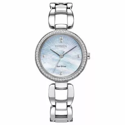 Citizen EM1030-53N Crystal Stainless Steel Ladies Eco-Drive Watch Blue MP Dial • $89.99