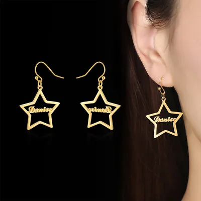 Personalized DIY ID Name Earrings Ear Drops Star Dangle Mother Day Birthday Gift • £6.59