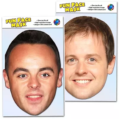 Ant And Dec - Twin Pack Ready To Wear Celebrity Card Face Mask Optional Standee • £5.99