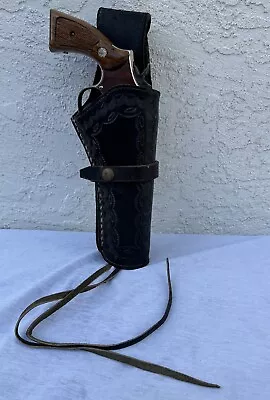 Vintage Black Leather Western Pistol Holster • $24.99